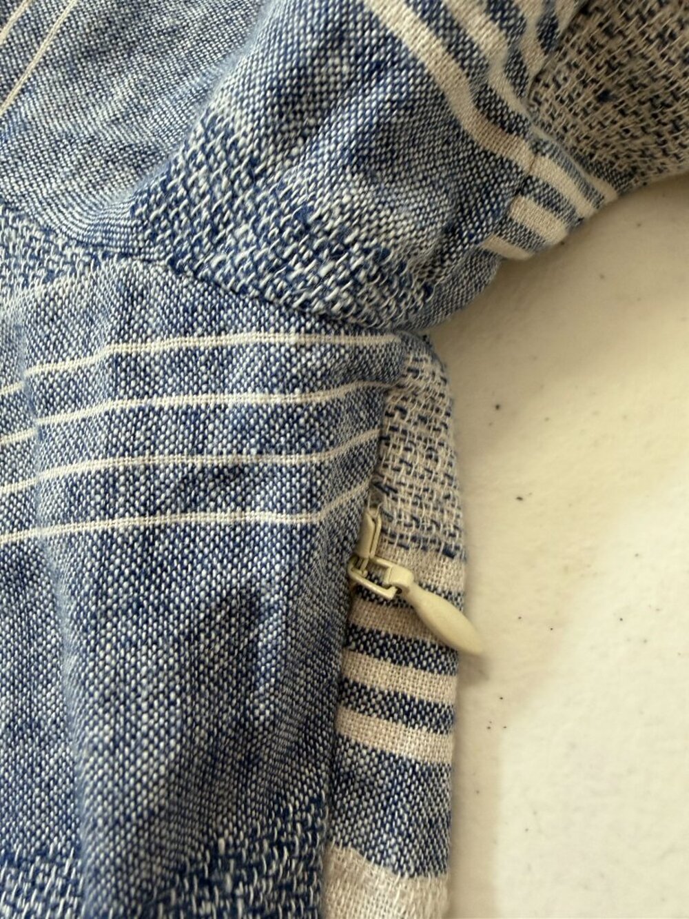 Express Women’s Size S Blue Striped Linen Blend Wrap Mini Dress - Picture 8 of 13